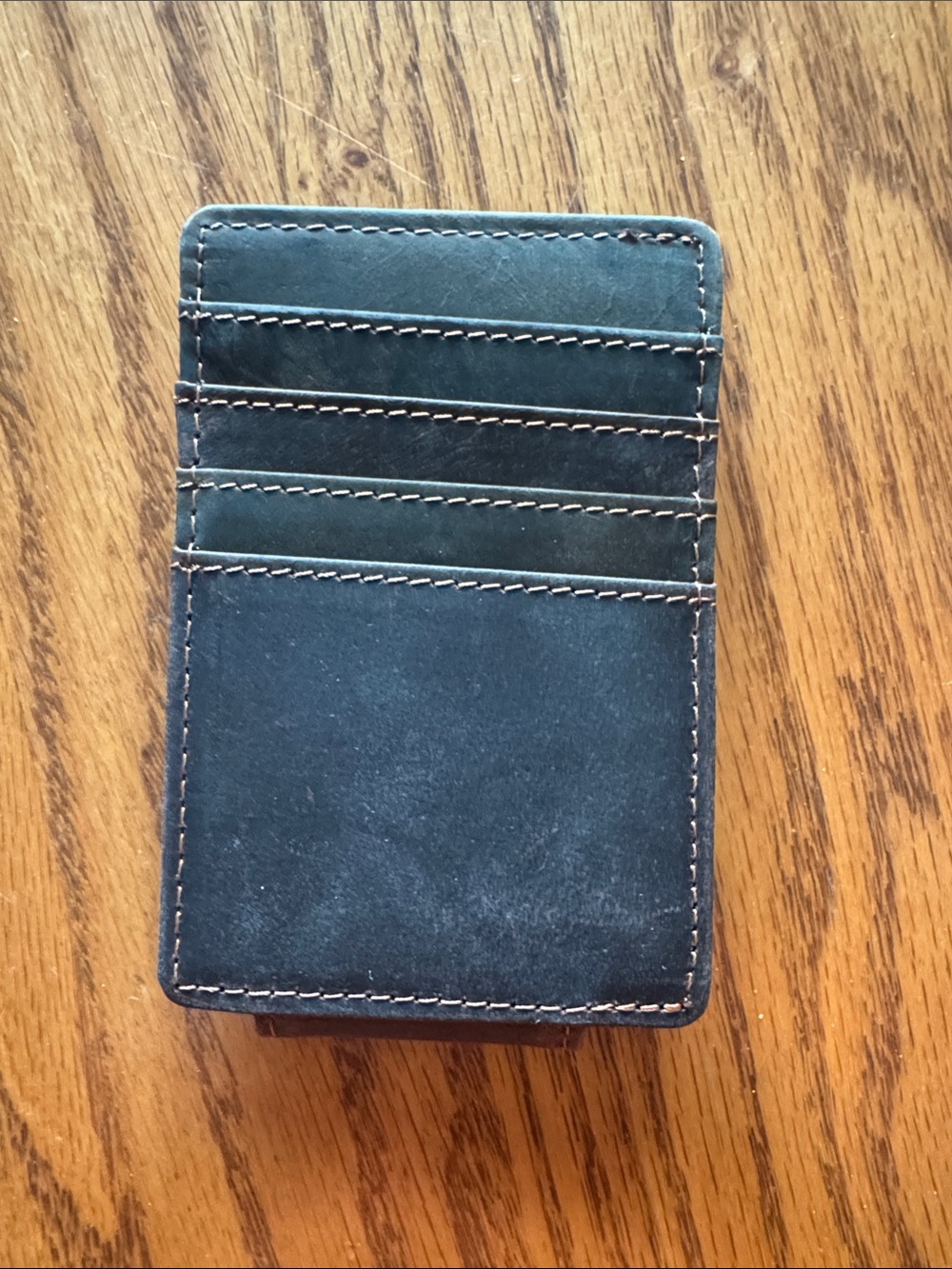 Slim Dark Brown Leather Card Holder/Magnetic Wallet
